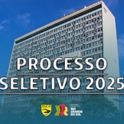 A foto mostra o prédio do Daer, com os dizeres "Processo Seletivo 2025"